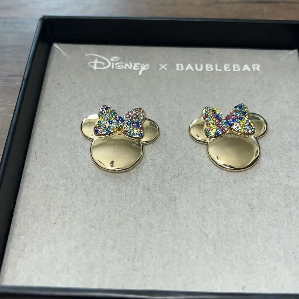 NEW BAUBLEBAR x Disney Minnie Mouse Gold Stud Earrings - Picture 2 of 2